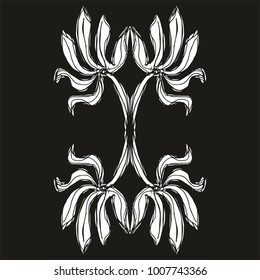 Tropical leaf black background pattern graphic design vector art