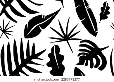 Tropical leaf black and transparent, squared seamless pattern, top for wallpaper, poster, background, textile, paper craft, scrapbook, cover or image for site and social media.
Resizable as you like.