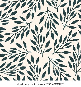 Tropical Leaf with Branch Pattern Background. Botanical Vector Illustration.