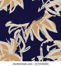 Tropical Leaf Brush strokes seamless pattern design for fashion textiles, graphics and crafts
