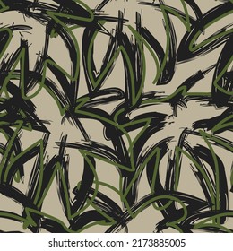 Tropical Leaf Brush strokes seamless pattern design for fashion textiles, graphics and crafts