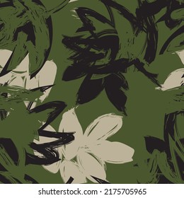 Tropical Leaf Brush strokes seamless pattern design for fashion textiles, graphics and crafts