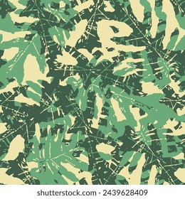 Tropical leaf camo seamless pattern