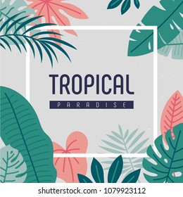  tropical leaf card. vector illustration flat design