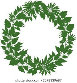 Tropical Leaf Circle Digital Illustration