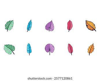 Tropical Leaf Clipart Element Set