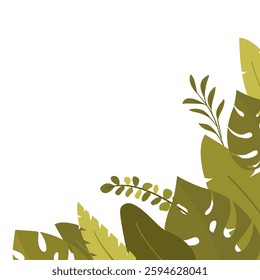 Tropical Leaf Corner Frame, Minimalist Greenery Corner Border 