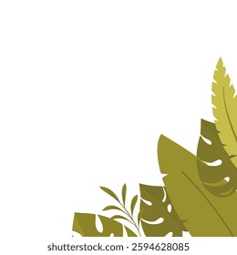 Tropical Leaf Corner Frame, Minimalist Greenery Corner Border 