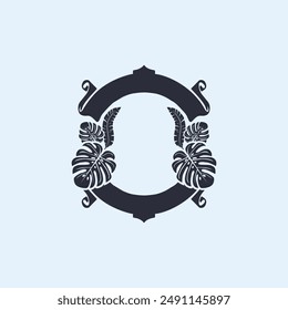 tropical leaf decoration, logo vector