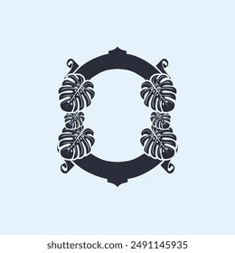tropical leaf decoration, logo vector