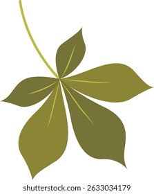 Tropical Leaf Element. Exotic Leaf Plant and Flower. Vector Cartoon Illustration