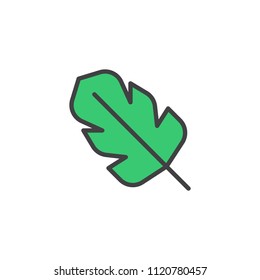 Tropical Leaf filled outline icon, line vector sign, linear colorful pictogram isolated on white. Exotic leaves symbol, logo illustration. Pixel perfect vector graphics