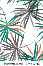 Tropical leaf floral seamless pattern. Background with tropical leaves. Exotic print for swimsuits. Floral seamless pattern.
