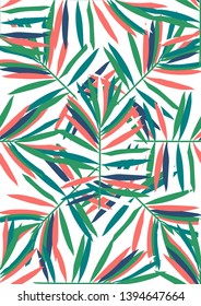 Tropical leaf floral seamless pattern. Background with tropical leaves. Exotic print for swimsuits. Floral seamless pattern.