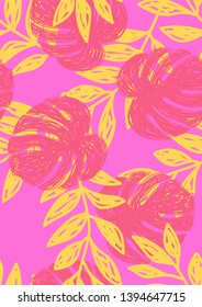 Tropical leaf floral seamless pattern. Background with tropical leaves. Exotic print for swimsuits. Floral seamless pattern.