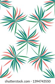 Tropical leaf floral seamless pattern. Background with tropical leaves. Exotic print for swimsuits. Floral seamless pattern.