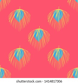 Tropical leaf floral seamless pattern. Background with tropical leaves. Exotic print for swimsuits. Floral seamless pattern.