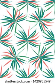 Tropical leaf floral seamless pattern. Background with tropical leaves. Exotic print for swimsuits. Floral seamless pattern.