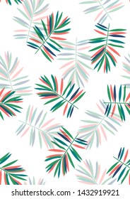 Tropical leaf floral seamless pattern. Background with tropical leaves. Exotic print for swimsuits. Floral seamless pattern.