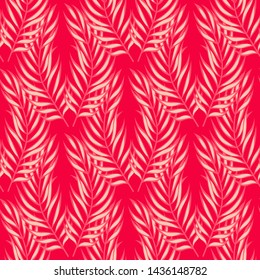 Tropical leaf floral seamless pattern. Background with tropical leaves. Exotic print for swimsuits. Floral seamless pattern.