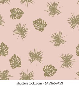 Tropical leaf floral seamless pattern. Background with monstera, banana tropical leaves. Exotic print for swimsuits. Floral seamless pattern.