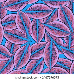 Tropical leaf floral seamless pattern. Background with monstera, banana tropical leaves. Exotic print for swimsuits. Floral seamless pattern.
