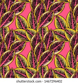 Tropical leaf floral seamless pattern. Background with monstera, banana tropical leaves. Exotic print for swimsuits. Floral seamless pattern.