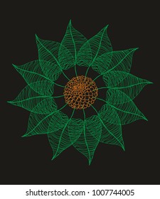 tropical leaf and flower graphic design vector art