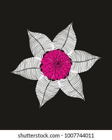tropical leaf and flower graphic design vector art
