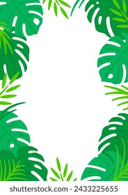 Tropical leaf frame. Tropical summer clip art.