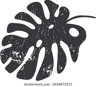 Tropisches Blatt mit Grunge-Textur Vektor-Illustration