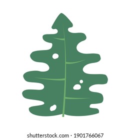 icono dibujado a mano de hoja tropical sobre fondo blanco, diseño colorido, ilustración vectorial