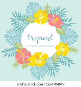 Tropical leaf and hibiscus decorative frame material