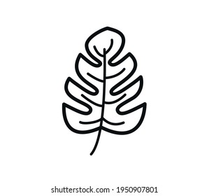 Tropical leaf icon flat design template