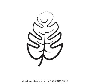 Tropical leaf icon flat design template