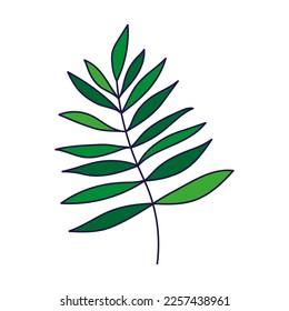 tropical leaf icon. vector illustration design green and blue color