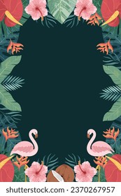 Fondo del marco de ilustración de hoja tropical