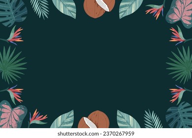 Tropical Leaf Illustration Frame Background