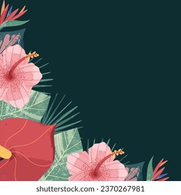 Tropical Leaf Illustration Frame Background