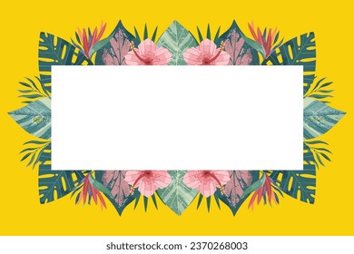 Tropical Leaf Illustration Frame Background