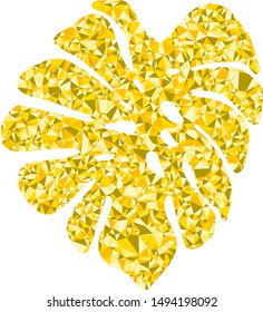 Tropical leaf isolated with colourful triangles on background.