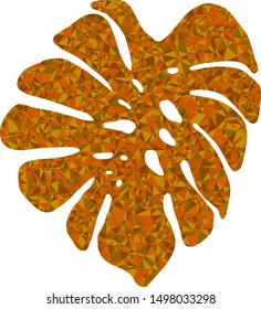 Tropical leaf isolated with colourful triangles on background.