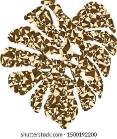 Tropical leaf isolated with colourful triangles on background.
