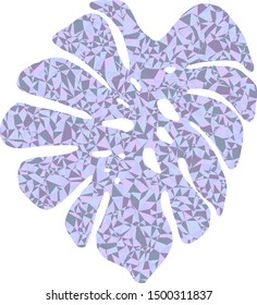 Tropical leaf isolated with colourful triangles on background.