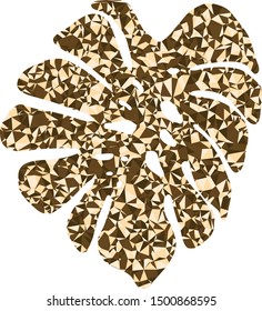 Tropical leaf isolated with colourful triangles on background.