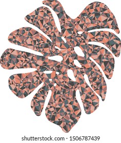 Tropical leaf isolated with colourful triangles on background.