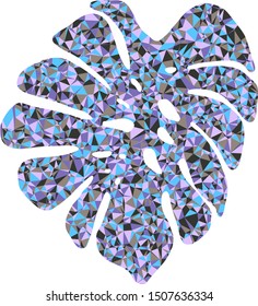 Tropical leaf isolated with colourful triangles on background.