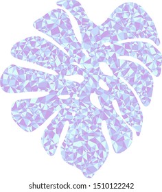 Tropical leaf isolated with colourful triangles on background.
