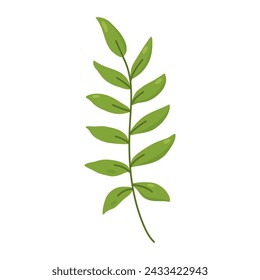 Tropisches Blatt isoliert auf weißem Hintergrund. Handgezeichnete Vektorgrafik. Perfekt für Logo, Karten, Dekorationen, verschiedene Designs. In: Botanical Clipart.