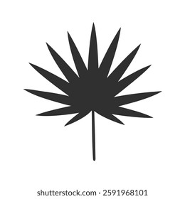 Tropical leaf isolated on white background. Black palm leaf silhouette. Vector illustration